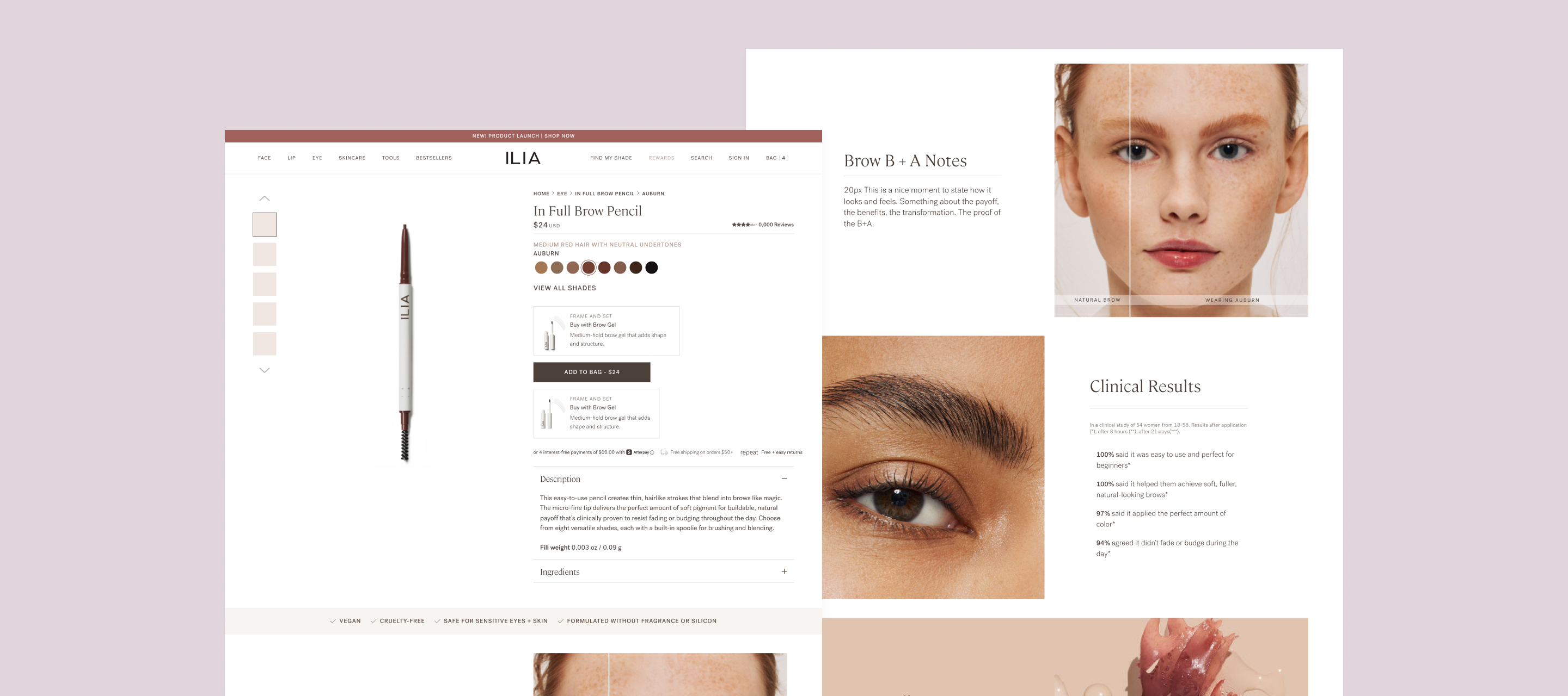 Hero image of ILIA Beauty product screen.