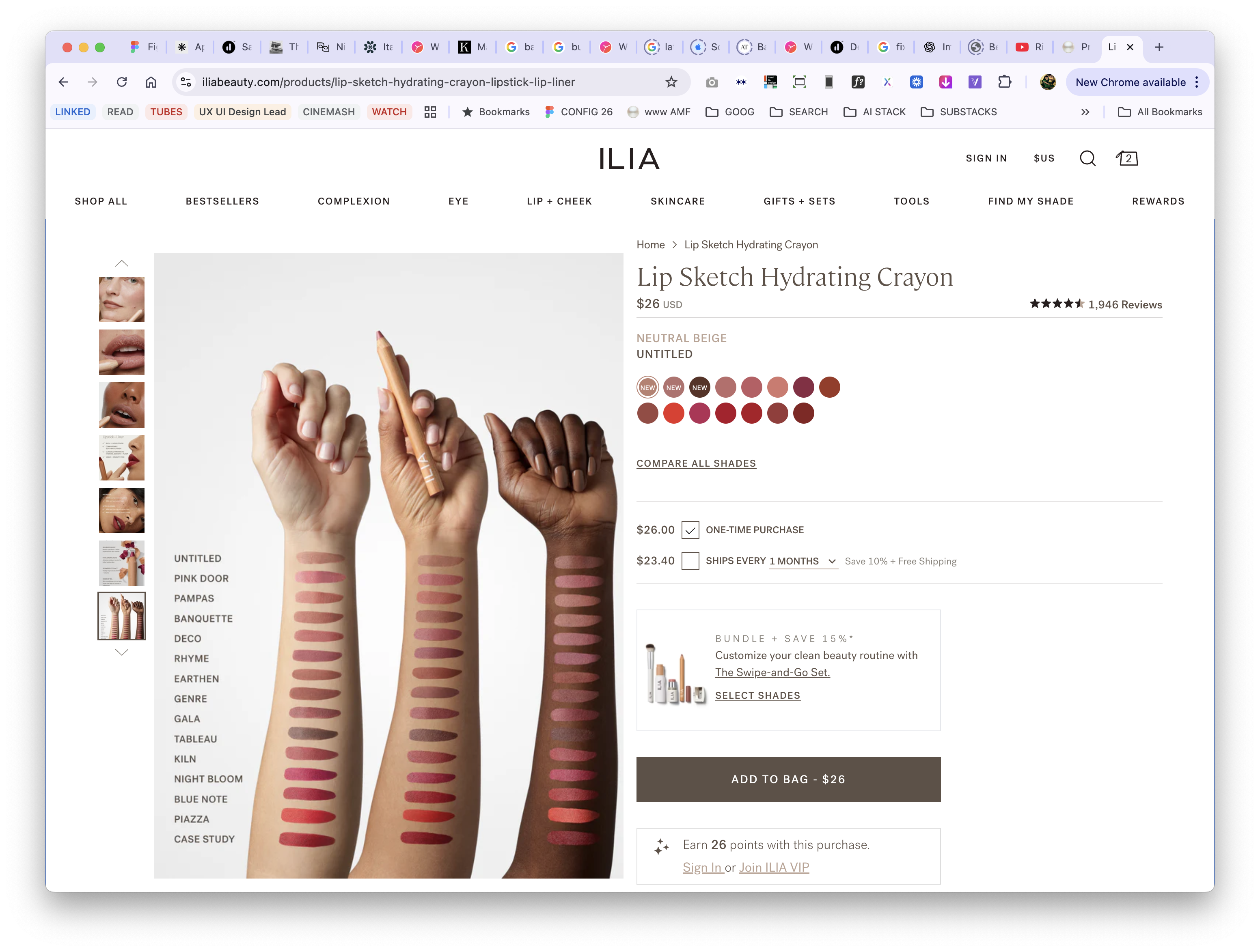 Abstract visual comparison-all shades on inner forearm