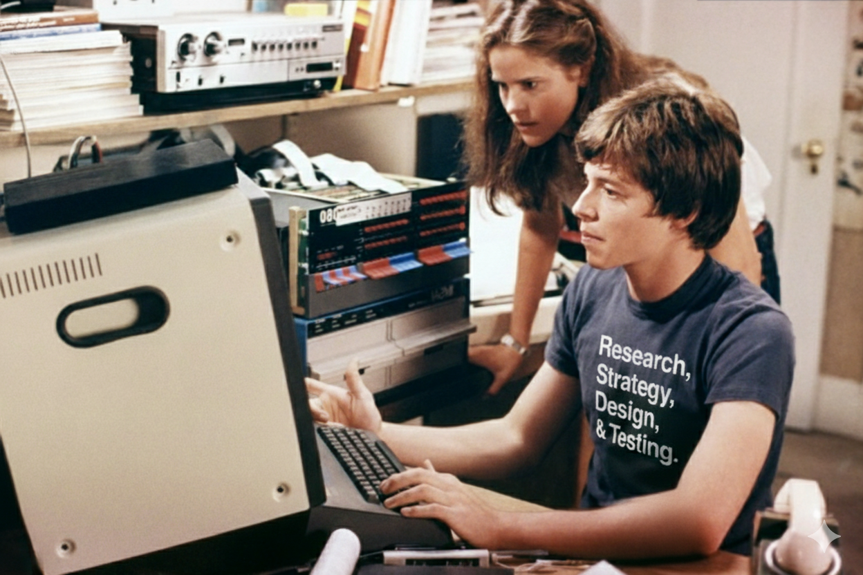 Image from Wargames ©1984. Added text to t-shirt using Gemini ai. 
